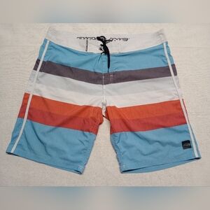 Pipeline Blue, Grey, and Red Board Shorts